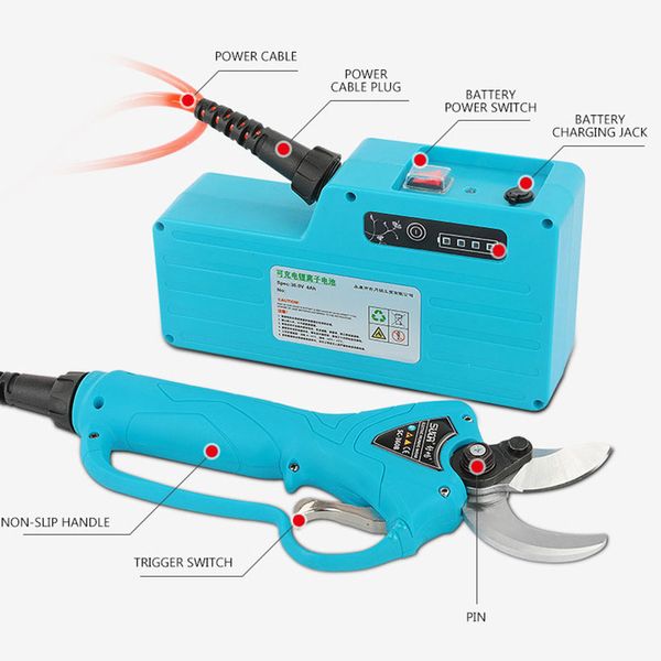 Podadora eléctrica de iones de litio, herramientas de poda, cizalla manual para árboles frutales, bonsái, podadora de ramas, herramienta de paisajismo de 4cm