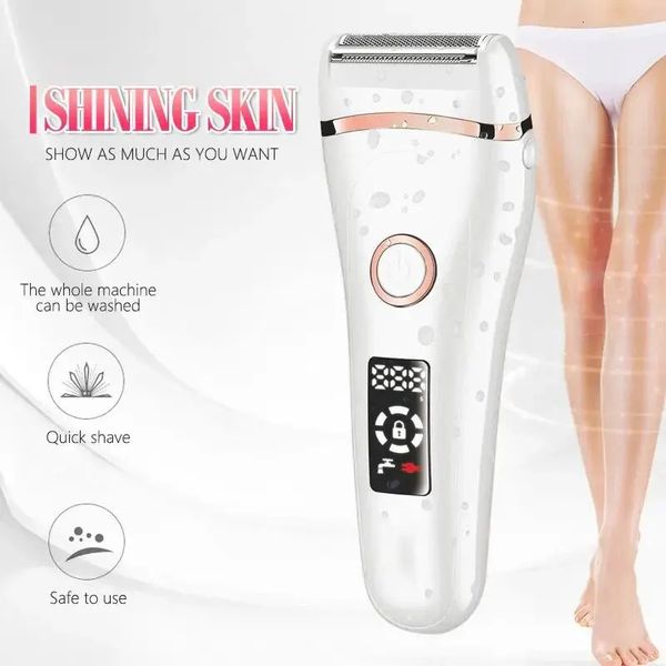 Rasoir électrique indolore dame rasoir pour femmes rasoir rasoir épilation tondeuse pour jambes aisselles étanche LCD USB charge 240109