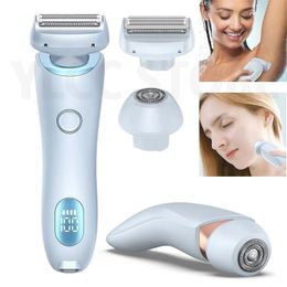 Elektrische scheerapparaten voor dames 2 in 1 bikinitrimmer Gezichtscheerapparaten Ontharing voor oksels Benen Dameslichaamtrimmer IPX7 Waterdicht 231225