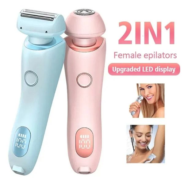 Razors électriques pour les femmes 2 en 1 bikini pour faire le visage des rasons d'épilation pour les sous-bras pourdies Trimmer corporel IPX7 imperméable 240508