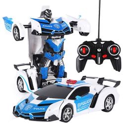 Elektrisch/RC 2,4 GHz Afstandsbediening Vervormen Robot 360 graden draaibaar Eén knop Transformeren RC auto speelgoed voor kinderen Verjaardagscadeau #40 201211 240315