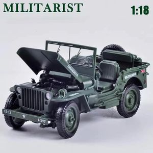 Electric RC Aircraft 1 18 Alloy Diecast Tactical Military Toy Car Model Old World War II Willis GP s Metal Vehicles Gifts For Children 230329