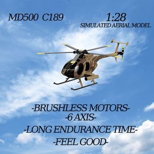 Elektrische RC-vliegtuigen 1 28 C189 Bird Dual Brushless RC Helicopter TUSK MD500 Simulatiemodel 6 Axis Gyro Vliegtuig Cadeaus voor kinderen speelgoed 230920