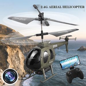 Electric RC Aircraft 2 4G Radio Gyroscope 6ch HD Aerial P oography Militaire helikopter LED Licht Smart drone speelgoed Gift voor kinderen 221122