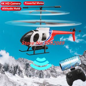 Avion RC électrique 2 4G Hélicoptère télécommandé avec caméra HD 4K Jouets de Noël LED Lumières Maintien d'altitude Téléphone Aricraft pour adultes Cadeaux 230818