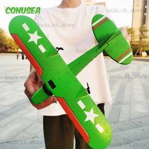 Avion électrique/RC 2023 CONUSE RC Plane Drone 0583 Modèle d'avion 2CH 2.4G Télécommande avec LED Radiocommande Hélicoptère EPP Mousse Avion jouets T240309