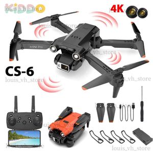 Avion électrique/RC CS6 Drone 4K Double caméra HD Stabilisation aérienne professionnelle WIFI Pliable Quadcopter Hélicoptère télécommandé avec LED T240309