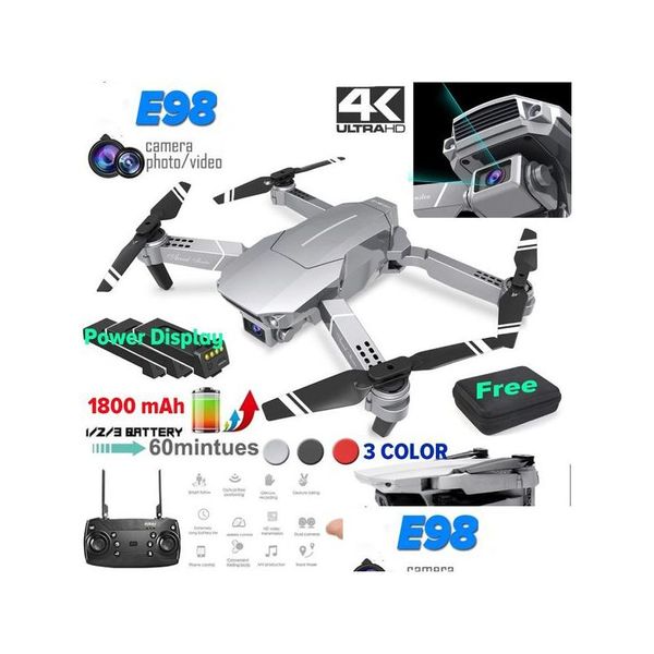 Electric / Rc Aircraft E98 Batería mejorada Vida aérea Profesional HD Drone plegable Cámara inalámbrica WiFi Regalos para niños Entrega de gotas a Dhtkq