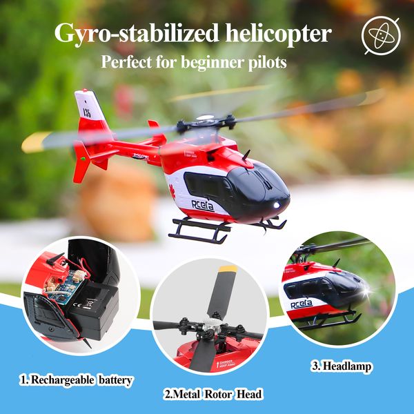 Avion RC électrique EC 135 à l'échelle 100 taille 4 canaux hélicoptère RC stabilisé gyroscopique pour adultes professionnel débutant télécommande passe-temps jouets RTF 230710