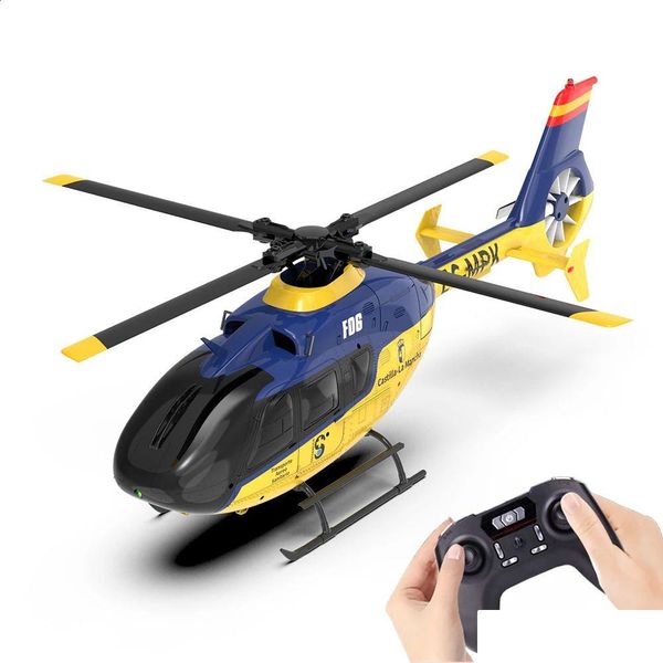 Avion électrique/Rc Electricrc Yxznrc F06 Ec135 Hélicoptère Rc 24G 6Ch 6 Axes Gyro Modèle 1 36 Échelle RTF Direct Drive Brushless Roll Fl Dhzjz