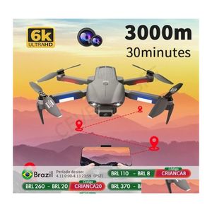 Avion Électrique / Rc F9 Gps Drone 6K Double Caméra Hd Pographie Aérienne Professionnelle Moteur Brushless Pliable Quadcopter Rc Distance 200 Dhgfr