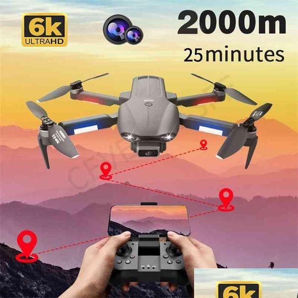 Aircraft électrique / RC F9 drone GPS 6K Dual HD Camera Professional Aerial Pographie Motor sans balais pliable quadcopter RC Distance 200 Dhjhm