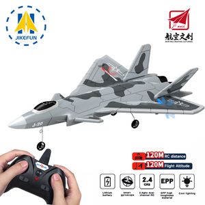 Elektrisch/RC Aircraft Foam J-20 RC Vliegtuig Fighter 2.4G 2CH 2CH Remote Control Airplane met verlichting Glider RC Aircraft Toys For Boys Children 230525