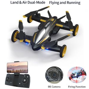 Electric RC Aircraft H110 RC Drone WiFi FPV 8K Caméra Land Air Firing Battle Flying Car Altitude Hold One Key Return Quadcopter Kids 230808