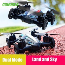 Elektrisch/RC Aircraft JJRC Land-Air Mini Drone Plane Aircraft Dual-Mode Mini Four-Axis Remote Regel Aircraft Tuimlichte Licht onbemand voertuig speelgoed T240506