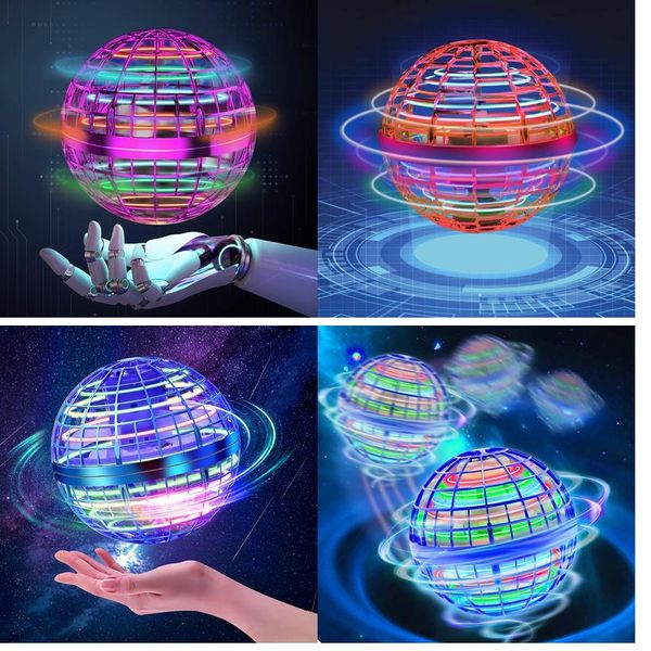 Electric/Rc Aircraft Magic Ball Puzzle Fascia Fly Toy Flying Orb Hover Pro Flottant contrôlé à la main avec lumière RVB 360 ° Spinning Spi Amdzc