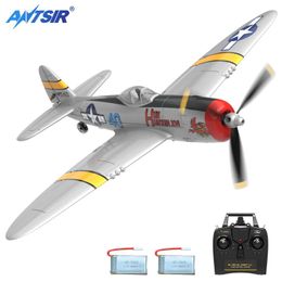 Electric/RC Aircraft P47 Thunderbolt RC Aircraft 2.4G 4CH 6-AXIS 400 mm Spanspan RC Aircraft One Click Pneumatic RTF Glider Aircraft Toy Gift Q240529