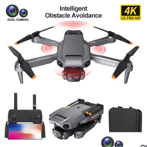 Drone P8 Avion Électrique / Rc Avec Grand Angle Hd 4K 1080P Double Caméra Hauteur Tenir Wifi Rc Pliable Quadcopter Dron Cadeau Jouet Drop Del Dhsnc