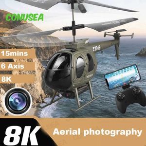 Aircraft électrique / RC Drone RC 6CH RC HELICOPTER PANE MINI DRONES AVEC CAME CAME HD 8K WIFI FPV DRON AIRCRAFT RC AIRPLANE TOYS POUR LES BARCHES ENFANTS ADULTES T240506