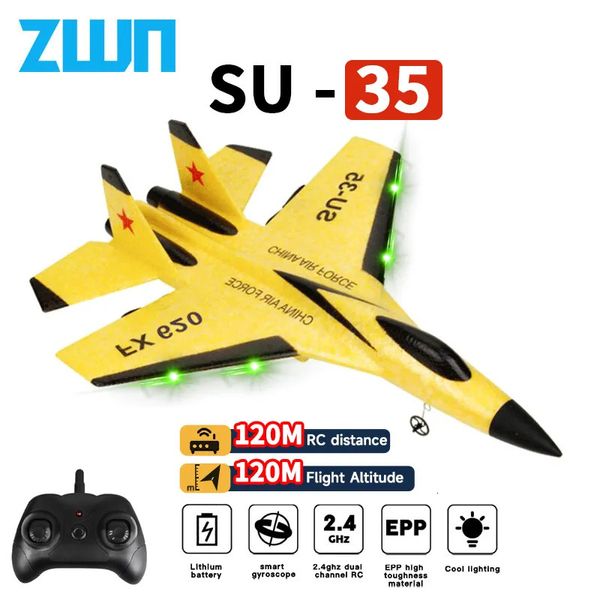 Avion électrique RC Avion RC SU35 2 4G avec lumières LED Télécommande Modèle volant Planeur Avion SU57 EPP Jouets en mousse pour enfants Cadeaux 231117