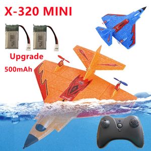 Elektrisch RC Aircraft RC -vlak X320 Mini 2 4G Elektrisch vaste vleugelvliegtuig Ocean Land Lucht 3 in 1 jager -afstand Smart Gyroscope Epp Foam Glider Toys 230331