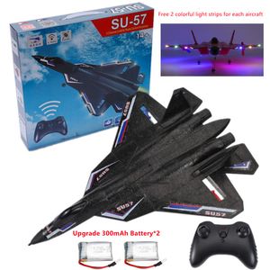 Elektrisch/RC Aircraft SU-57 Vliegtuig RC Foam Aircraft 2.4G Radio Regel Glider Remote Control Fighter Glider Plane Airplane Foam Boys Toys For Children 230509