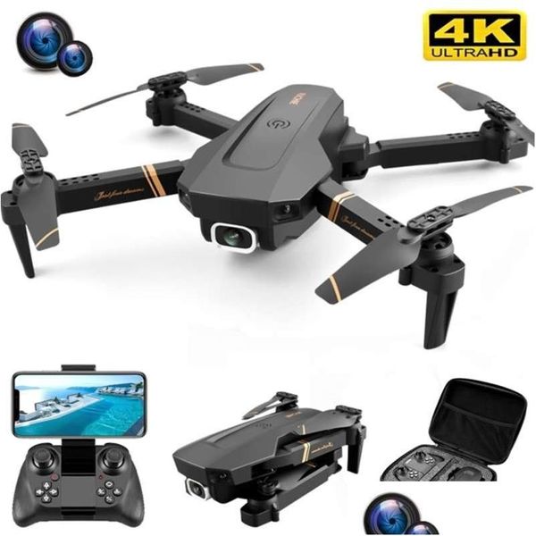 Aircraft eléctrico/RC V4 4K/1080P Drones RC Drone 4K Wifi Video en vivo FPV con HD Builging Camera Profesional Quadrocopter Boy Toy 2 Dhdzt