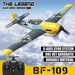 Aircraft électrique / RC Volantex RC 761-11 BF109 Fighter Jet 2.4g Remote commande Aircraft RTF One Stunt Flight and X Pilot Stability System RC Aircraft Model Toy Q240529