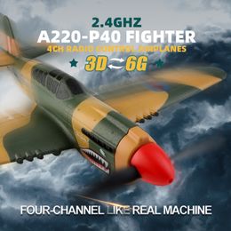 Elektrisch/RC -vliegtuig WLTOYS A220 RC VLAK 2,4G RADIO RELITE VERHOUD VIERLAND 6G/3D STUNT VLAK RC Fighter Fighter Foam Electric Aircraft Model Toys For Kids 230324