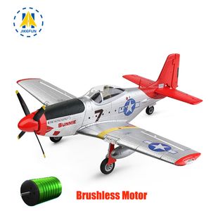 Elektrisch/RC -vliegtuig WLTOYS A280 Brushless Motor RC Airplane P51 Fighter Simulator 2.4G 3D6G -modus Vliegtuigen met LED -zoeklichtvliegtuig speelgoed voor volwassenen 230522