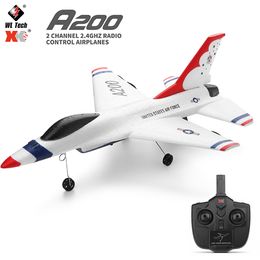 Elektrische/RC Vliegtuigen Wltoys XK A200 RC Vliegtuig F-16B Drone 2.4G Vliegtuigen 2CH Fixed-wing EPP Elektrisch Model Afstandsbediening Fighter Speelgoed voor Kinderen 230715