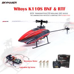 Aviones eléctricos / RC Wltoys XK K110s RC Helicóptero BNF 2.4G 6CH 3D 6G Sistema Motor sin escobillas RC Quadcopter Control remoto Drone Juguetes para niños Regalos 230714