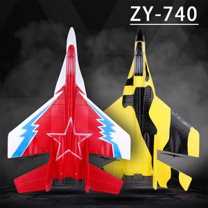 Electric/RC Aircraft ZY-740 RC Remote Control Airplane Toys For Kids Gift 2.4GHz Remote Control Fighter Hobby Plane Foam Boys For Children Radio Fly 230525