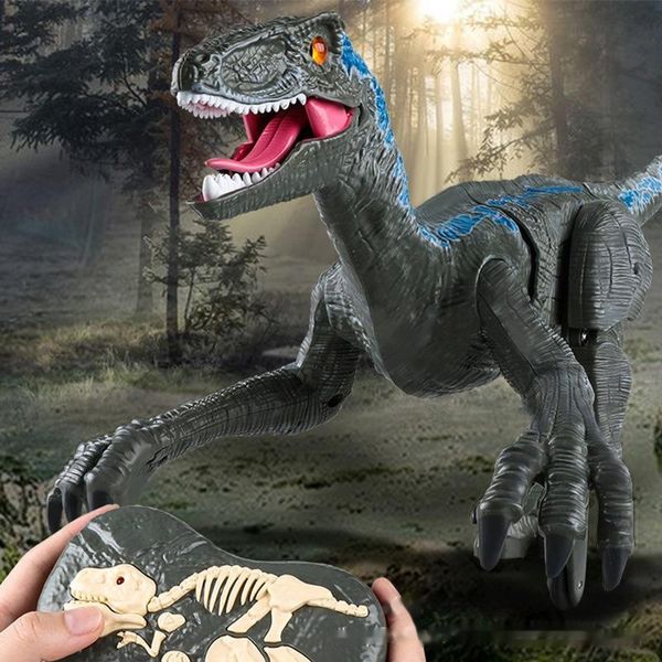 Électrique/RC Animaux 2.4G RC Télécommande Dinosaure Jouets Dinosaure Robot Velociraptor Jouet Électrique Marche Dragon Jouets Pour Enfants Cadeaux De Noël 230724