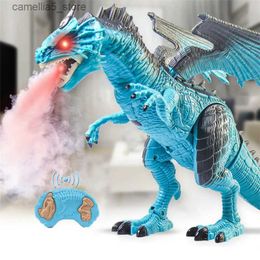 Animaux électriques/RC 45 CM dinosaure Spray Dragon rugissement marche télécommande électrique Simulation modèle Animal enfants jouets enfants garçons cadeau d'anniversaire Q231114