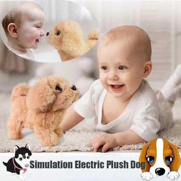 Animaux électriques / rc Baby Toy Chog Walking Tree Bark Tail Wagging Plux interactif électronique PET DOG Girl Toy garçon Christmas Giftl240412