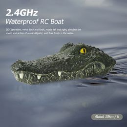Electric/RC Dieren Boat 2.4GHz RC 4Channel Alligator Vivid Head Simulation Prank Fun eng Elektrisch speelgoed Zomerwater spoof speelgoed Geschenk 230525