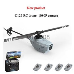 Elektrisch / RC Dieren C127 Wifi 4ch RC Drone 24GHz Enkele peddel Geen rolroer Eenvoudig 1080P Groothoekcamera Helikopter 6-assig RC speelgoed x0828
