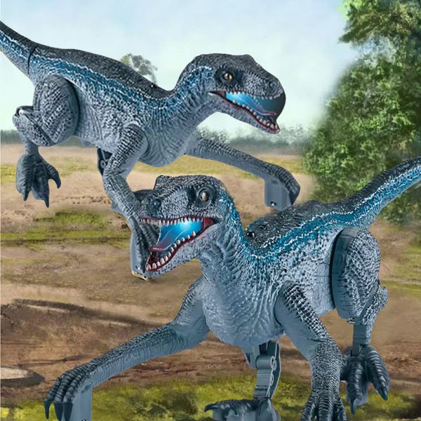 Dinosaurio de juguete con Control remoto para niños, animales eléctricos/RC, modelo Velociraptor, Animal de juguete, simulación, articulación grande, luz móvil 230724