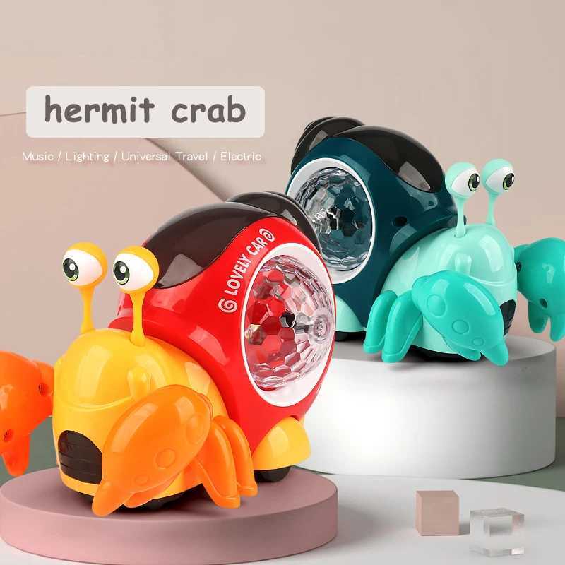 Electric/RC Animals Childrens toys Crawling Crab Walking Dance Electronic Pet Robot Hermit Crab Snail Glowing Music Light Baby and toddler toysL2404