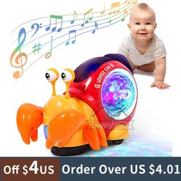 Elektrische RC -dieren kruipen krabbabyspeelgoed met muziek LED verlicht interactieve musical voor dansen Moving Toddler 0 12 230307