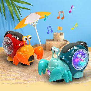 Animaux électriques/RC Crabe rampant Jouets pour bébé avec musique LED Light Up Jouets musicaux interactifs pour bébé dansant Jouets rampants Déménagement Jouets pour tout-petits 0-12 230414