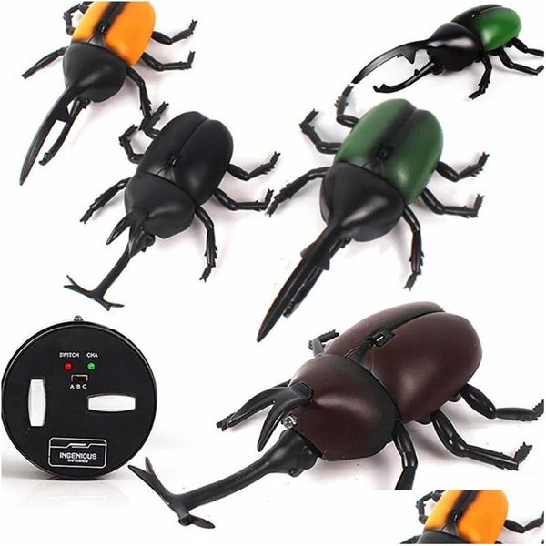 Animaux électriques / RC Creative Remote Control Herces Tricky Electric Simation RC Insect Model Beetle Childrens Halloween Toy pour le plaisir DHF4B