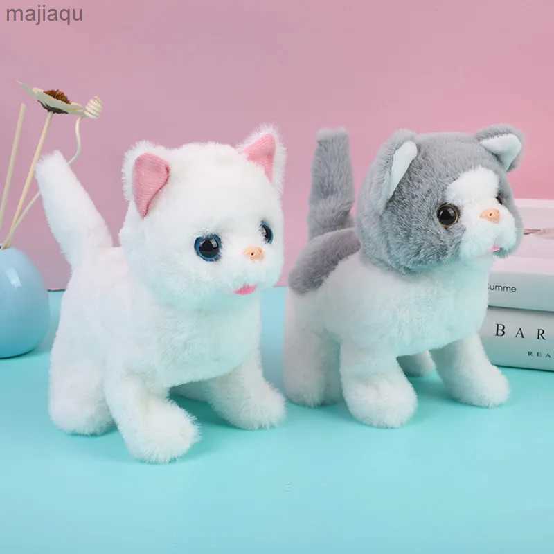 Electric/RC Animals Cute Electric Cat Plush Toy Soft Plush Fill Cute Simulation Cat Barking/Walking Interactive Pet Toy Gifts for Children and GirlsL2404