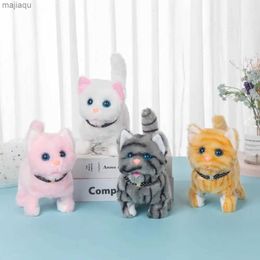 Elektrische/RC -dieren Leuke elektronische PET Voice Control Robot Cat Toy Walking Cat Plush Doll Simulation CATL2404