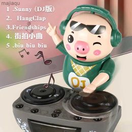 Electric/RC Dieren Dances DJ Rock Robot Pig Baby Toys Electric Lights Music Fun Electronic Pig Waddles Music Toys Christmas Giftl2404