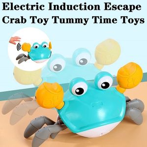 Animaux électriques/RC Crabe électrique dansant crabe jouet bébé ventre temps jouets en mouvement s'enfuir Rechargeable musical éviter automatiquement les obstacles 230414