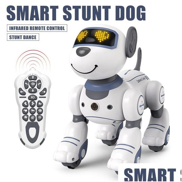 Electric / Rc Animals Electric Rc Funny Robot Electronic Dog Stunt Comando de voz Programable Touch Sense Music Song para niños S a Dhw0V