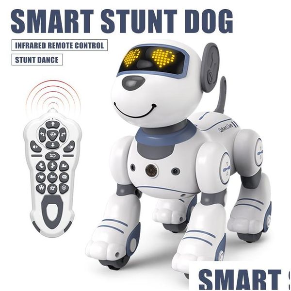 Electric / Rc Animals Electric Rc Funny Robot Electronic Dog Stunt Comando de voz Programable Touch Sense Music Song para niños S Toys Dhgan