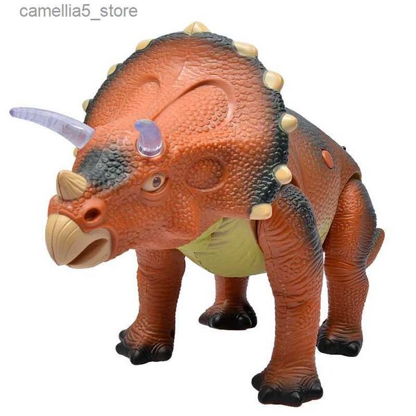 Eléctrico/RC Animales Control remoto eléctrico Triceratops Dinosaurio Modelo de juguete Sonido y luz Animal Listo para usar Con pilas Plástico Unisex 2021 Q231114